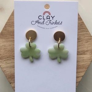 St Patricks Day Earrings Women’s Clay and 18K Gold Women’s Earrings Dangle Clove